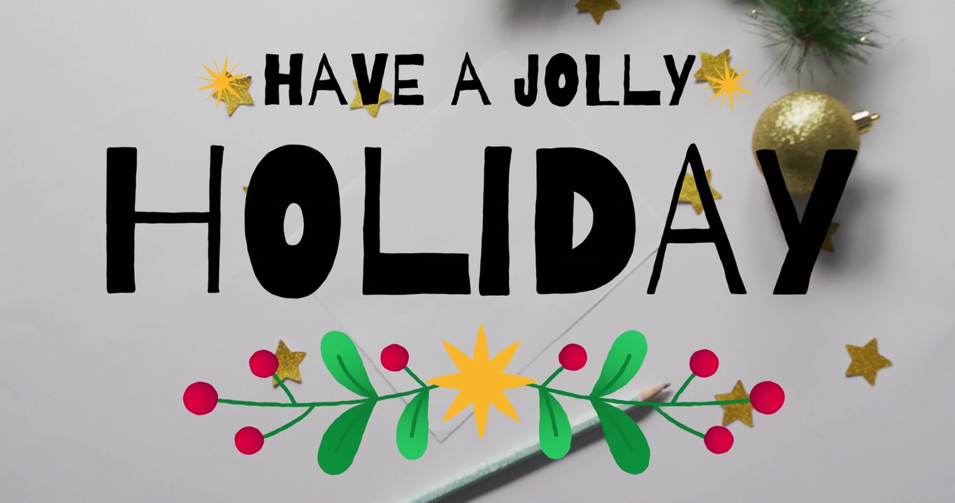 Animated Have a Jolly Holiday Greeting Card with Christmas Decorations
