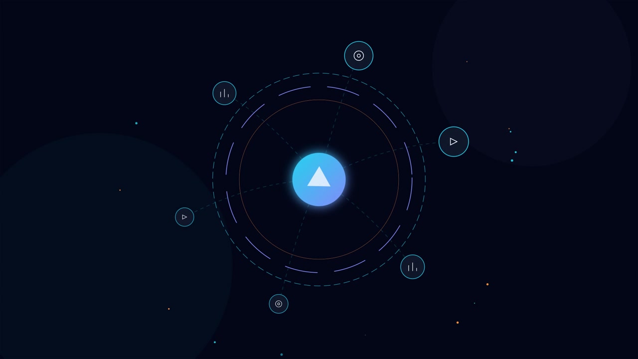 Abstract Digital Interface with Rotating Directional Arrow Animation