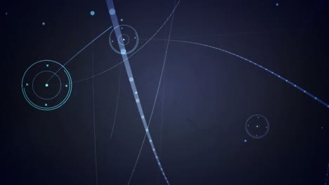 animación de la red de conexiones y procesamiento de datos sobre un fondo oscuro