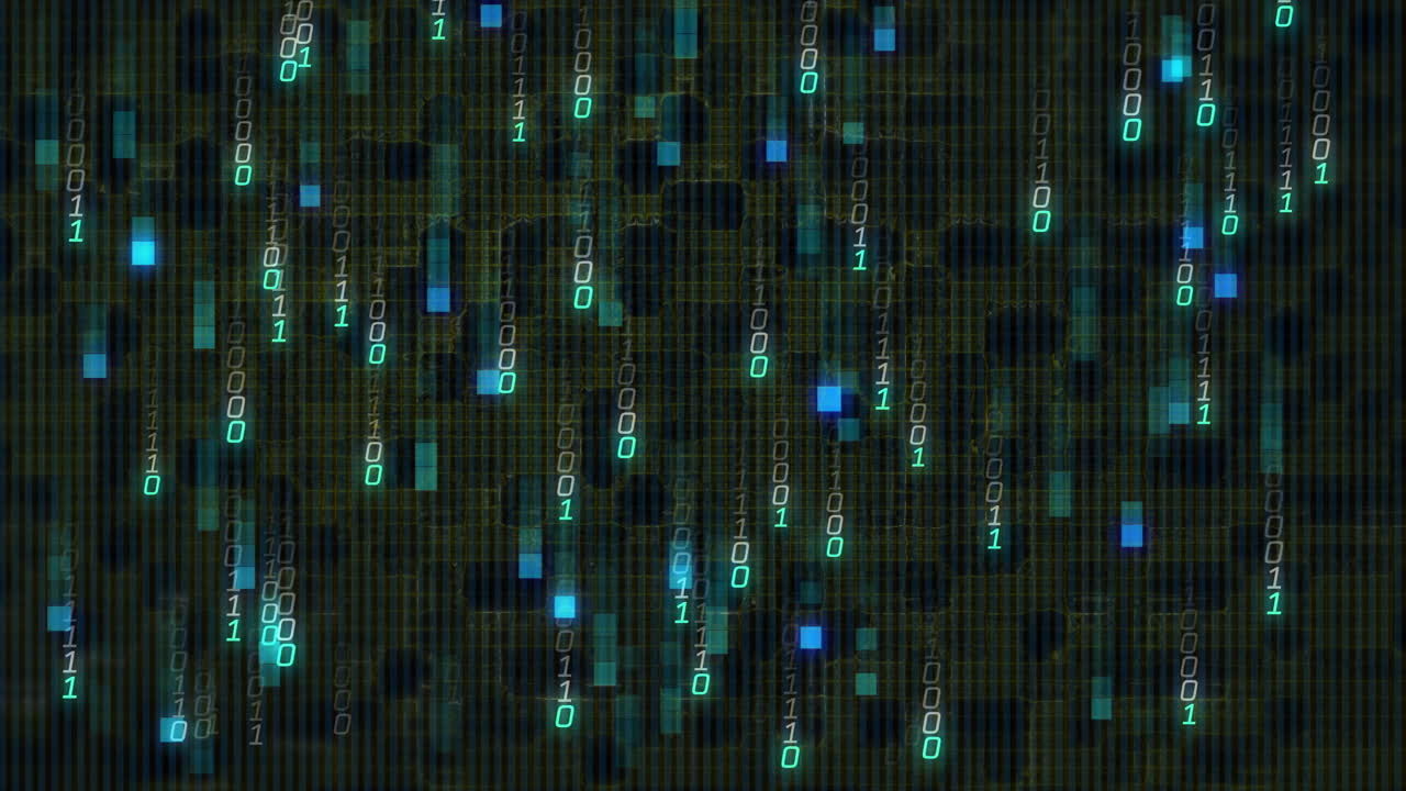 Creating animation of binary code and digital data streams for technology concept