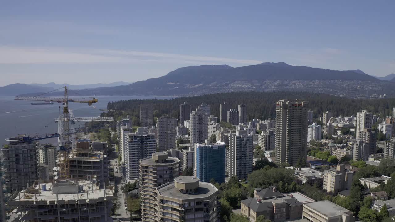 Downtown Vancouver Panaramic West North East Buildings Parks Mountains English Bay Fireworks-Barge Boats Coal Harbor.