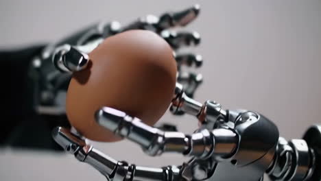 robot hand holding an egg