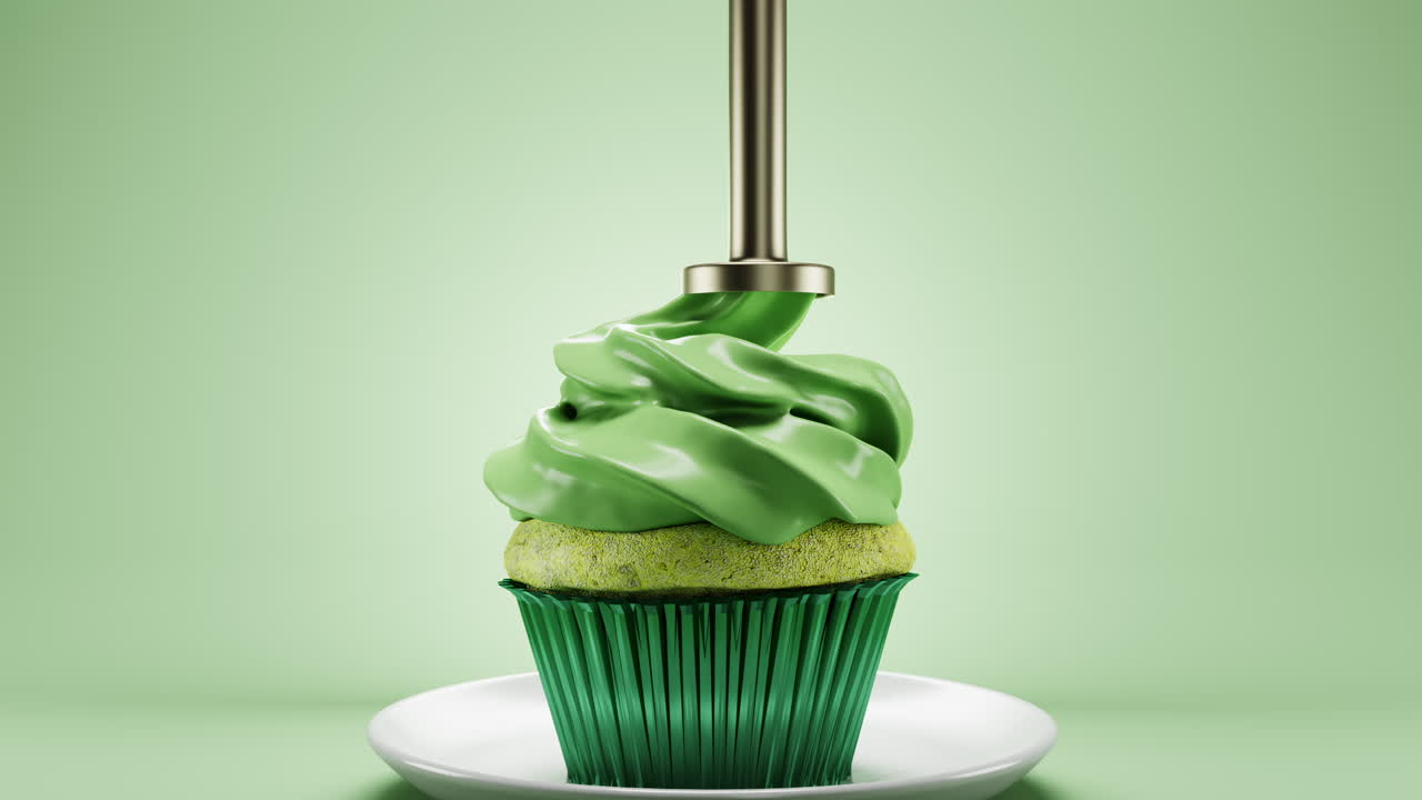 Cupcake verde sotto pressione, un'esperienza di arte culinaria unica e creativa che delizia.