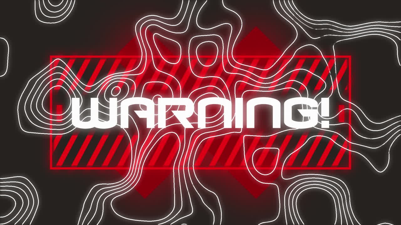 Animation of warning text over black background