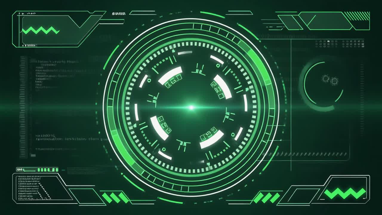 Animated Futuristic Green HUD Digital User Interface