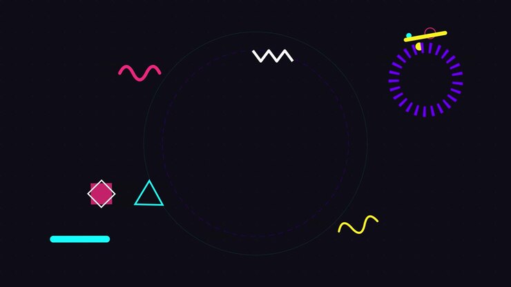 Abstract Memphis Style Motion Graphics Background with Floating Geometric Shapes