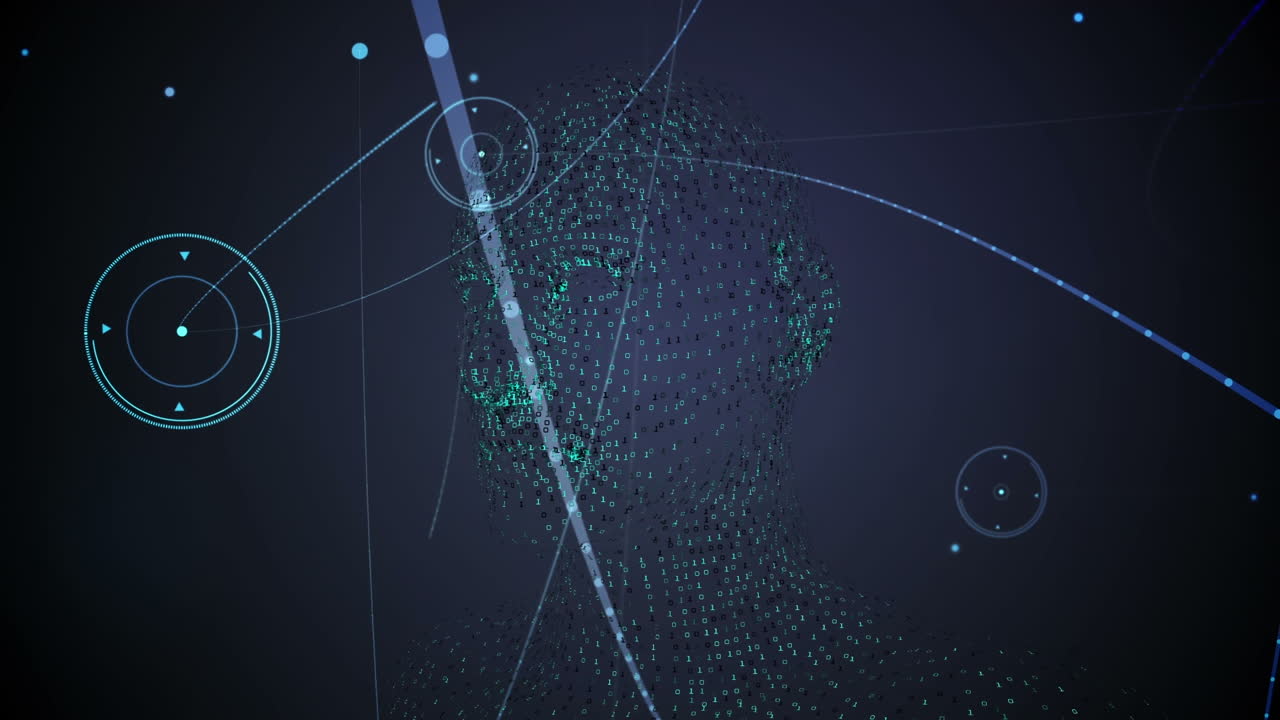 animación de la red de conexiones y procesamiento de datos sobre el modelo del cuerpo humano