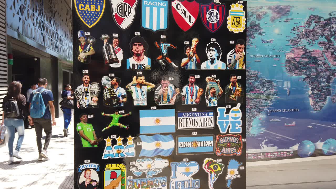 Maradona and Messi, famous soccer football players artwork at buenos aires streets of argentina