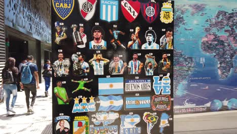 maradona and messi, famous soccer football players artwork at buenos aires streets of argentina