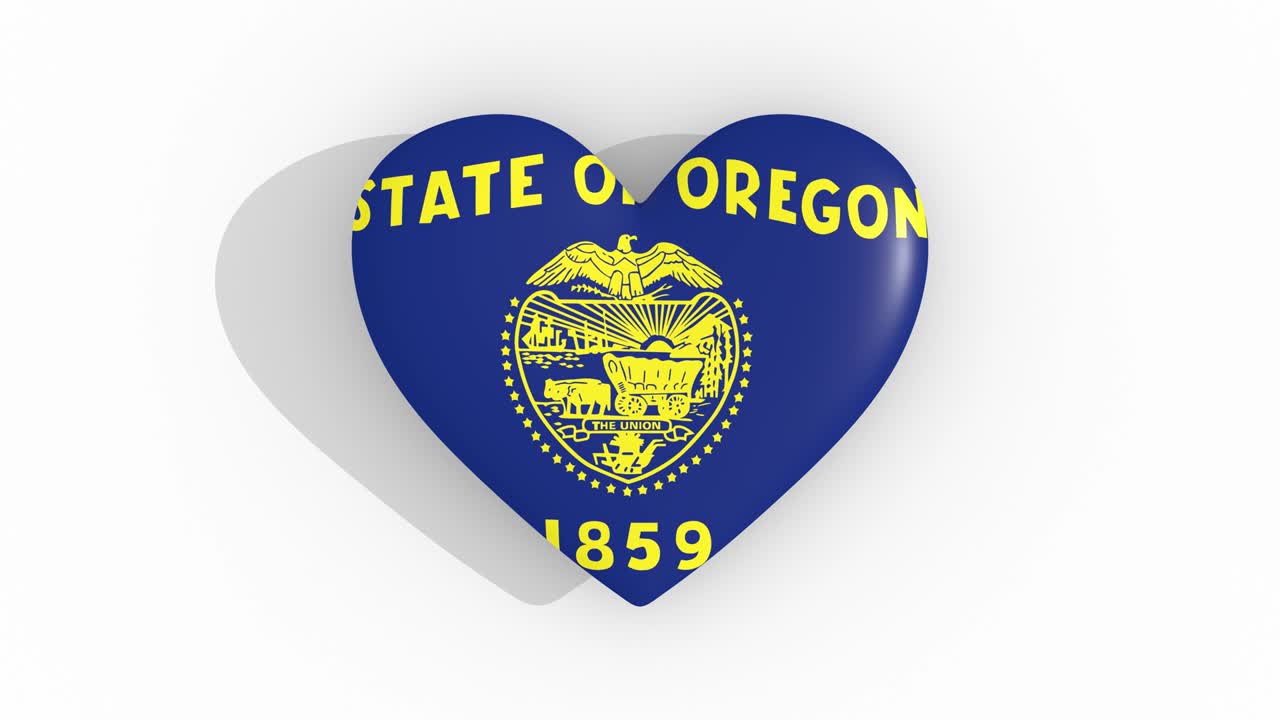 corazón en los colores de la bandera de oregón pulsos, bucle