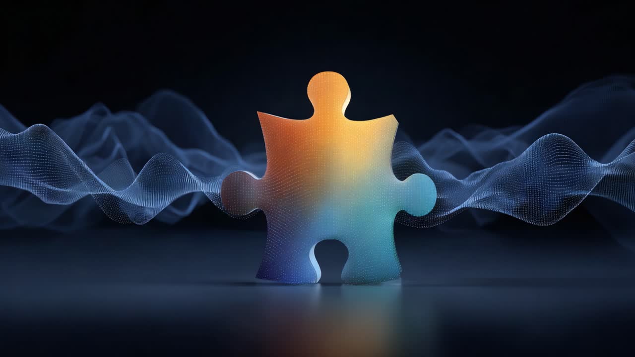 A Vibrant Puzzle Piece Surrounded by Dynamic Waves, Symbolizing Connection and Complexity in Modern Design and Problem Solving