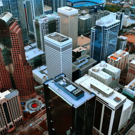 variety of high-rise buildings in the city downtown. beautiful modern skyscrapers of charlotte, north carolina, usa from top.