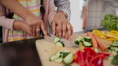 Cooking,-vegetables-and-hands-of-kid