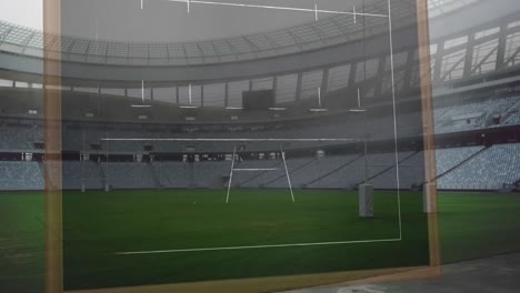 animation of drawing of game plan over empty stadium