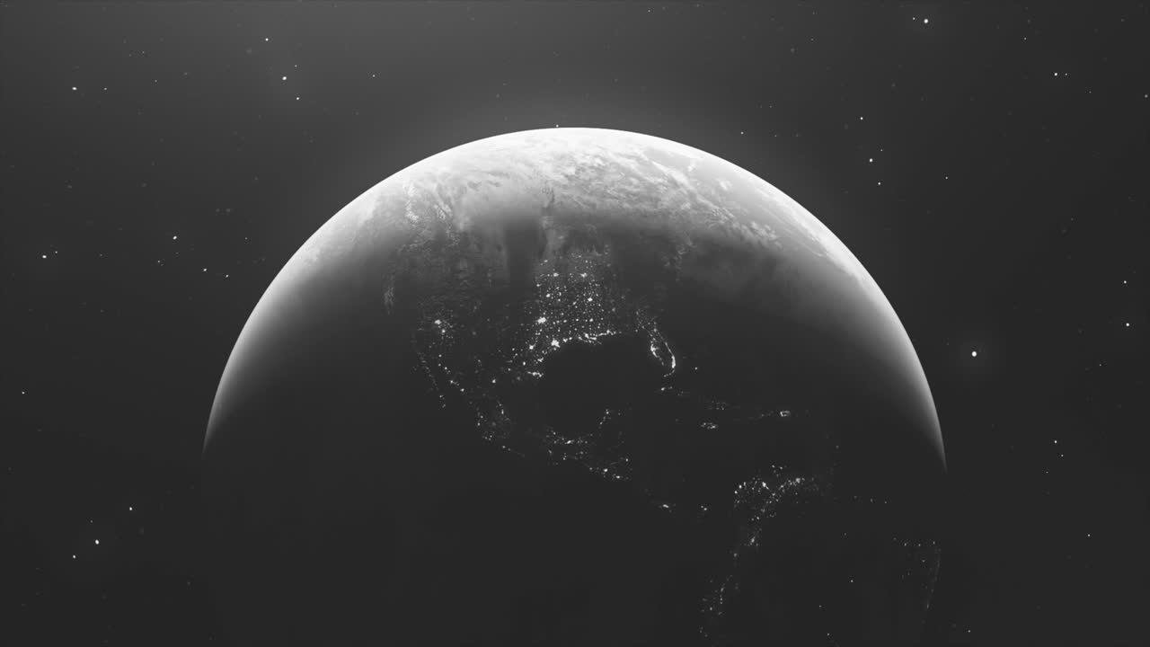 la tierra desde el espacio por la noche