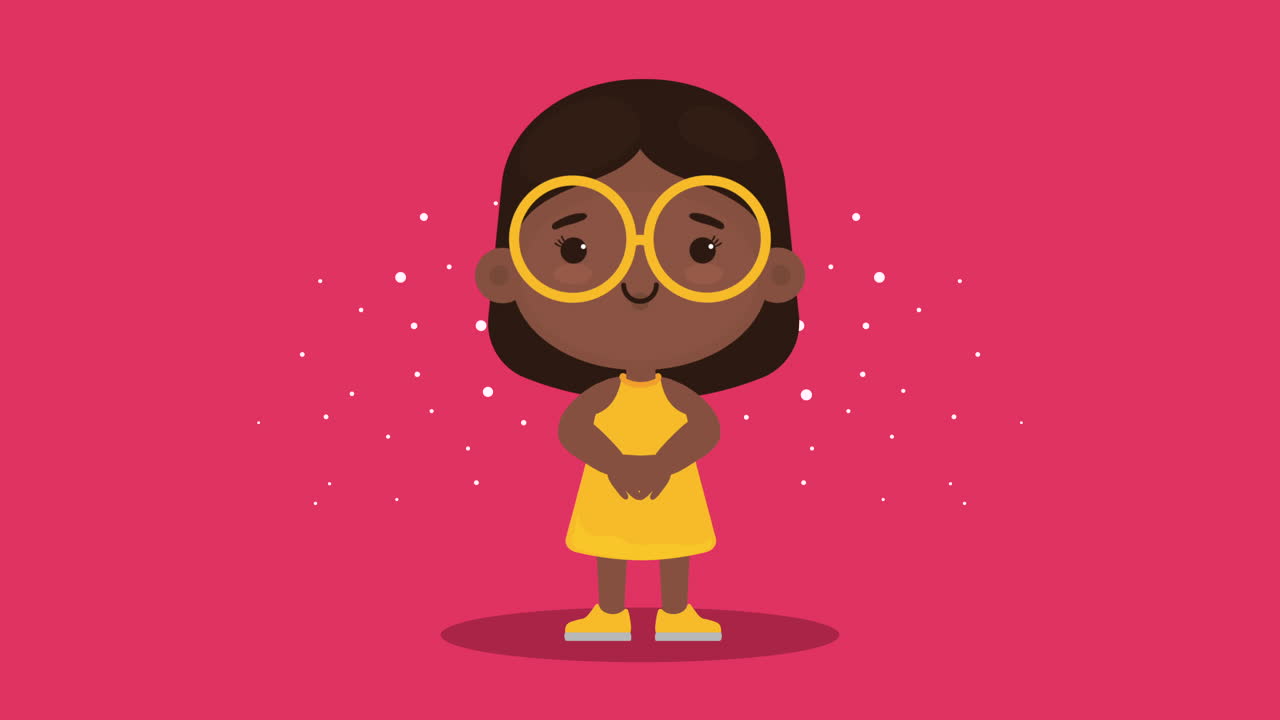Simpatica bambina cartone animato con vestito giallo