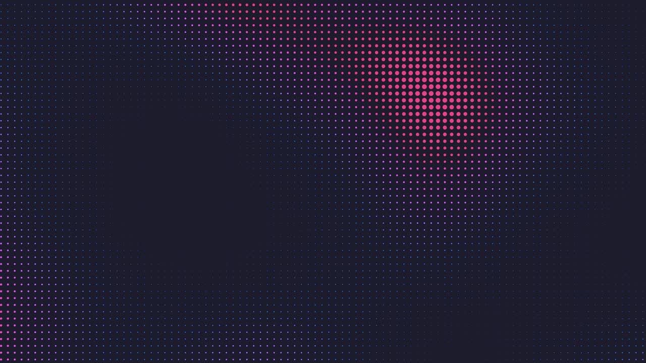 Abstract Digital Halftone Dot Pattern with Pulsating Pink and Blue Lights