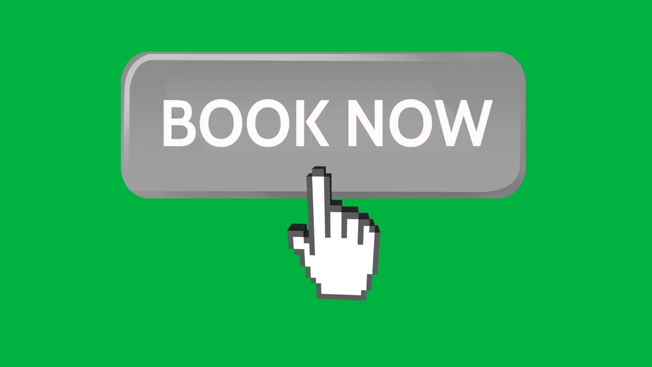 Book now button with pointing hand 4k