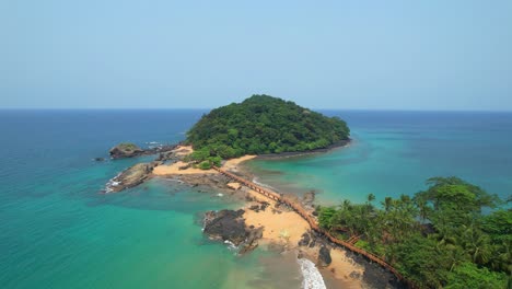circular aerial view from the walkway that connects bom bom beach at bom bom islet at ilha do principe, são tomé,africa