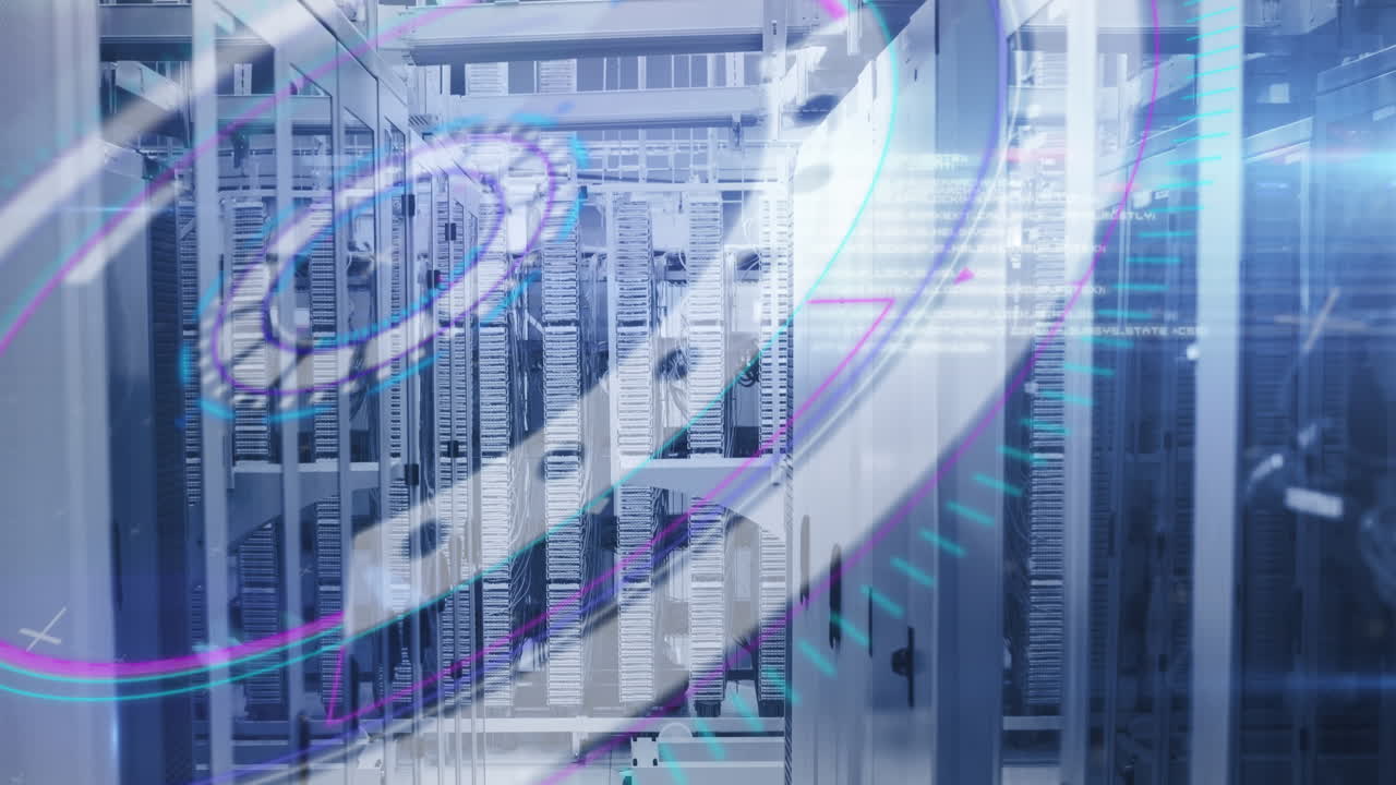 Animation of scope scanning and data processing over computer servers in background