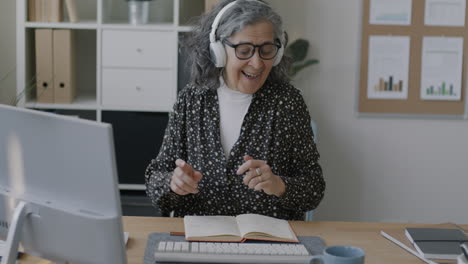 senior woman in video call
