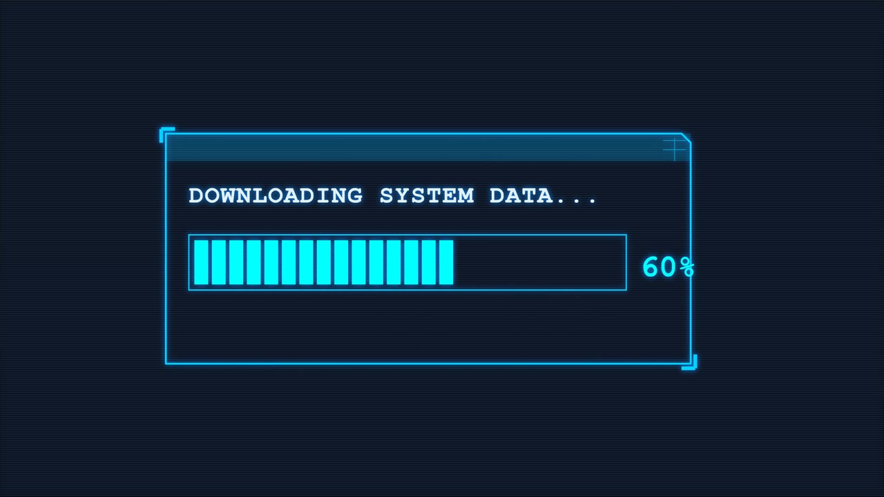 Digital Progress Bar Downloading System Data on Dark Background