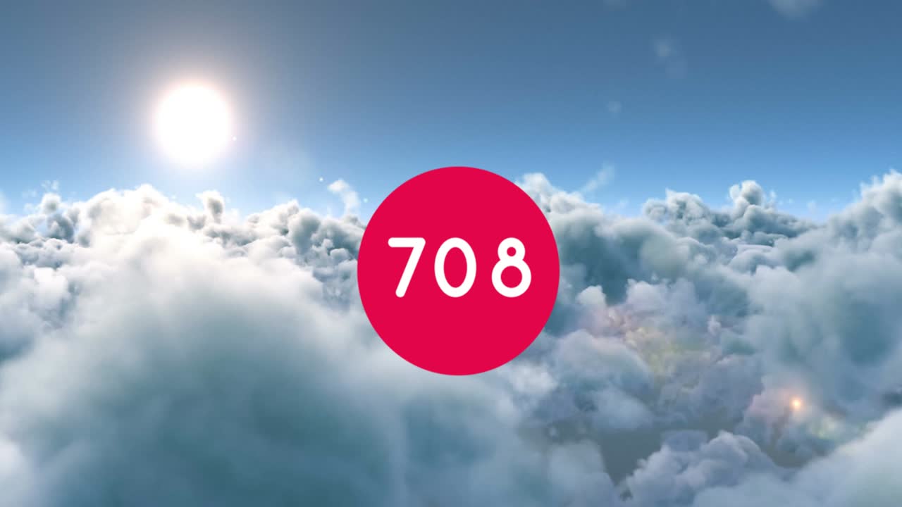 구름과 하늘 위에 자라는 숫자의 애니메이션