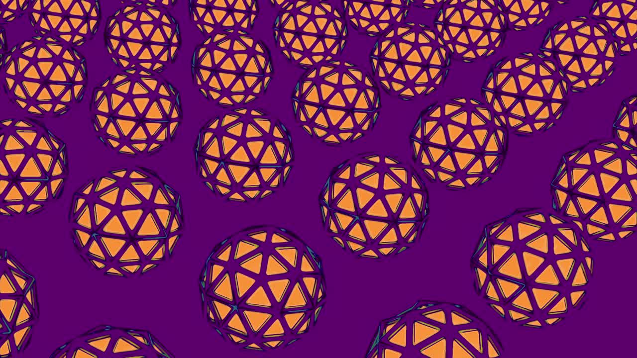 patrón geométrico abstracto con formas naranjas en fondo púrpura