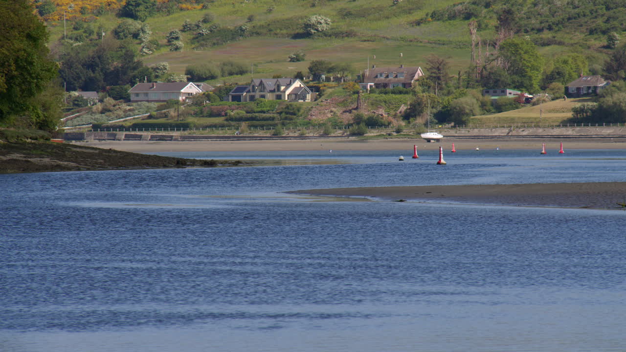 Long shot of the river Teifi snaking meandering in the Teifi Estuary at St Dogmaels