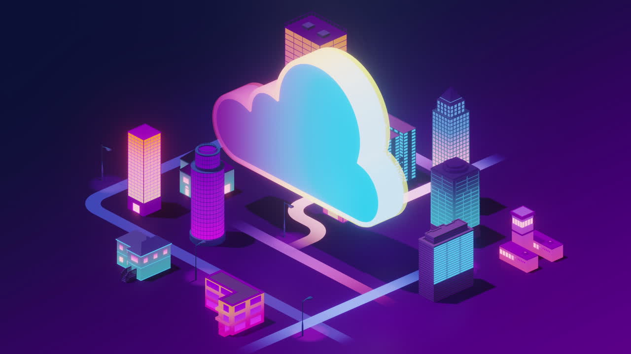 ilustración conceptual de la computación en la nube, renderización en 3d.