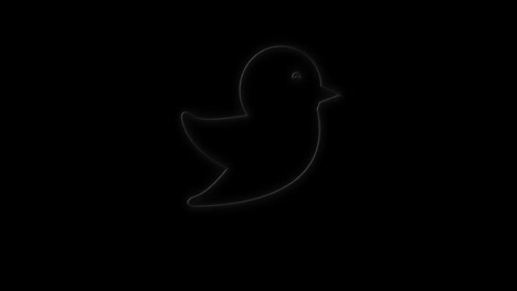 Animation-of-white-neon-bird-icon-flickering-on-black-background