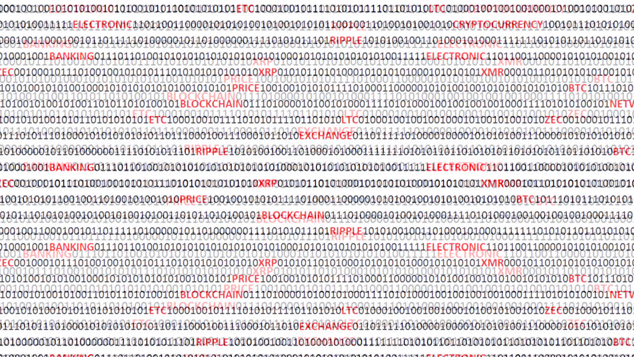 Cryptocurrency on a digital background. Background from a program code and cryptocurrencies