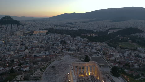 Luftaufnahme-Der-Akropolis-Und-Der-Stadt-Athen-Während-Der-Morgendämmerung