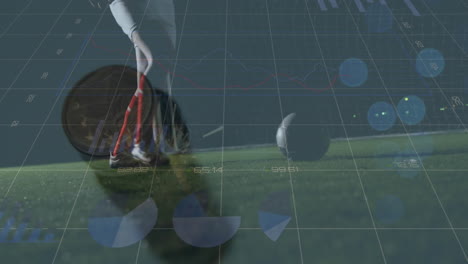 animación del procesamiento de datos financieros sobre el jugador de fútbol