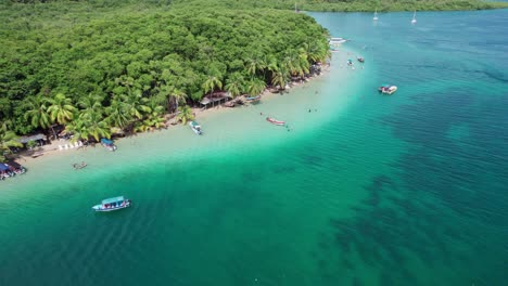 aerial view of estrella beach located in the caribbean sea in bocas del toro, panama