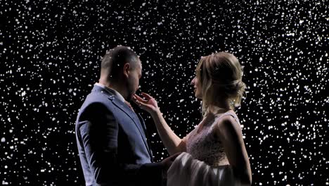 romantic winter wedding couple portrait