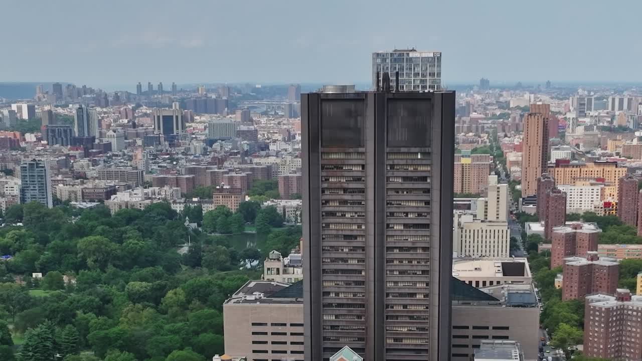 View of urban landscape in New York captured from a drone