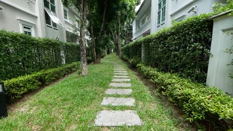 walking path made of stone brick in the garden