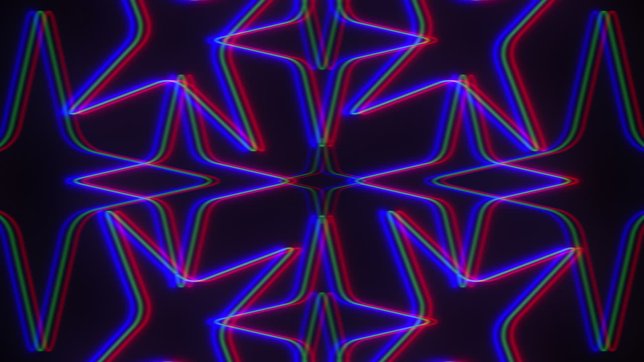 Neon rainbow stars pattern with glitch effect