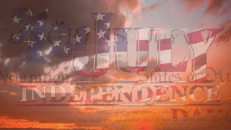 4th of july, independence day text and american flag