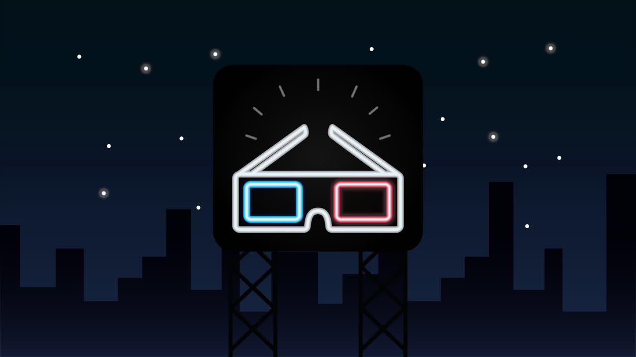 네온 조명 3d 안경과 함께 벽