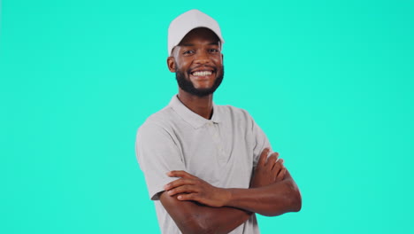 Black-man,-arms-crossed-and-portrait-with-a-smile