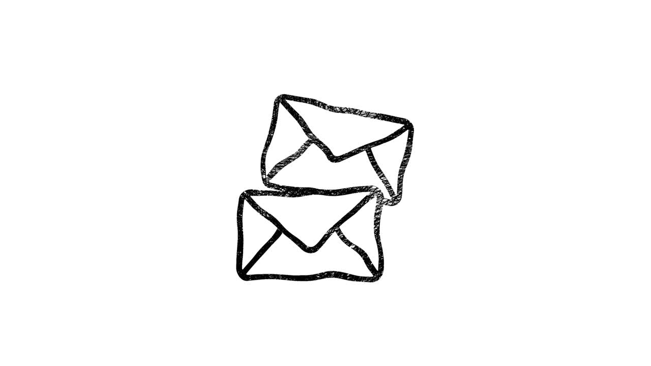 Social media hand draw icon design isolated on dark background. Outline web icon. Motion graphics.