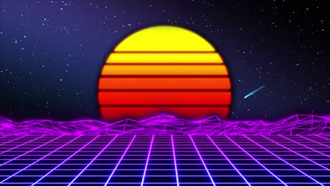 retro futuristic sunset landscape