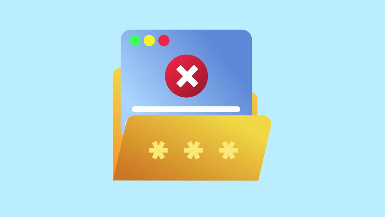 Animated Folder Icon Opening to Reveal Error Message