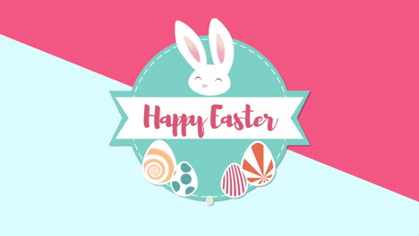Animated-closeup-Happy-Easter-text-and-rabbit-on-blue-and-red