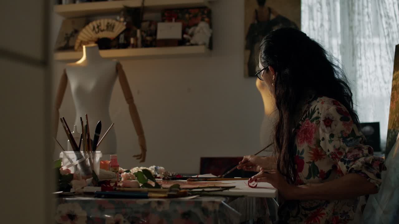 Artist Painting in Studio