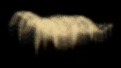 explosión de brillo dorado en fondo negro. animación digital abstracta de una explosión aleatoria de confeti dorado