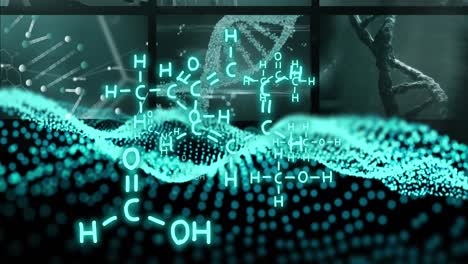 Animación-De-Cadenas-De-ADN-Y-Procesamiento-De-Datos-Científicos-Sobre-Fondo-Negro.