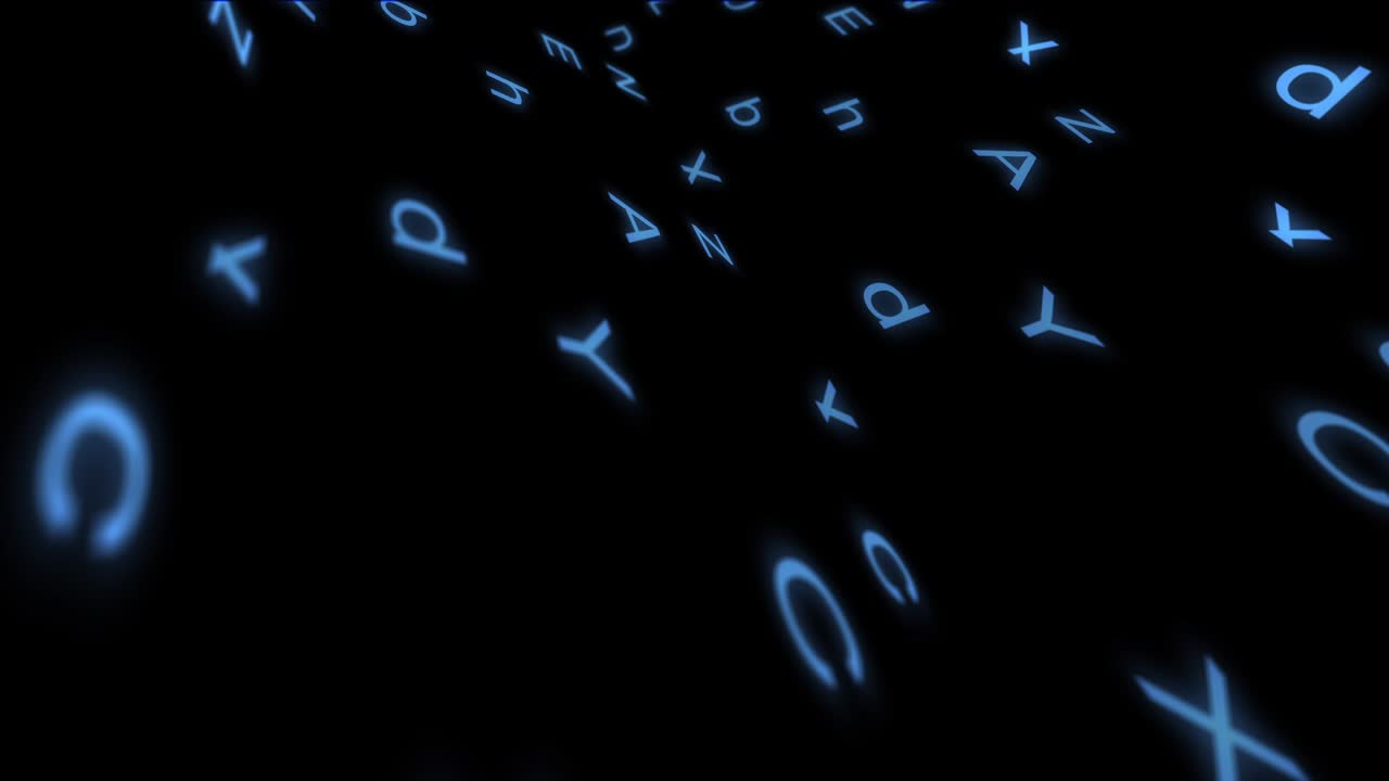 letras volando en el espacio.